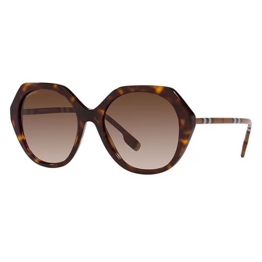 NEW Burberry | Nova Check Tortoise Geometric Frame Sunglasses